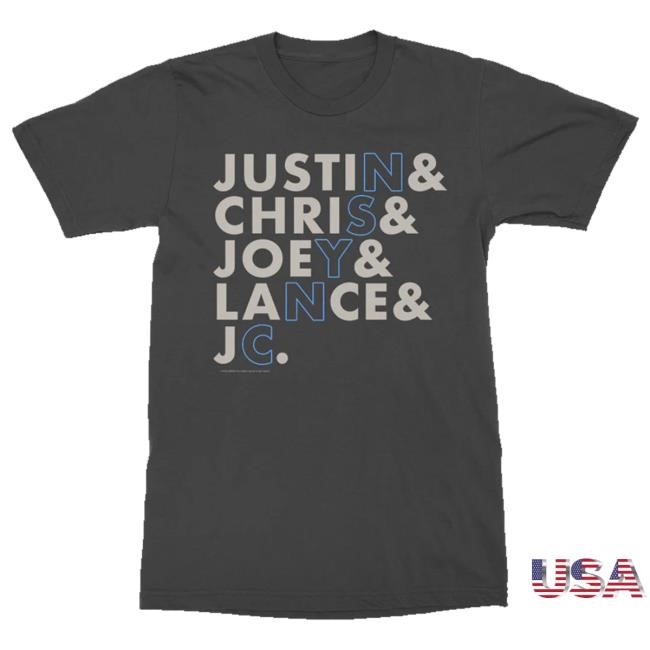 Nsync Name Stack T-Shirt (Dark Heather Grey) Tee Nsync Name Stack T-Shirt (Dark Heather Grey) Tee