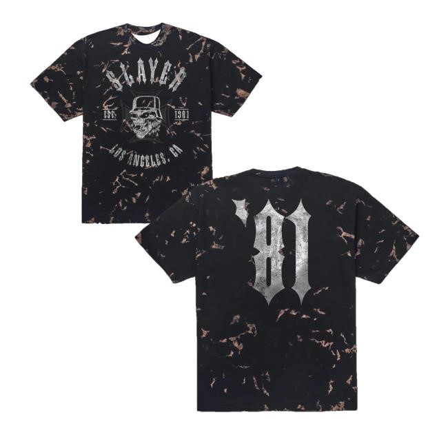Slayer Merch Slayer 81 Black Marble T-Shirt Tye - Uztee