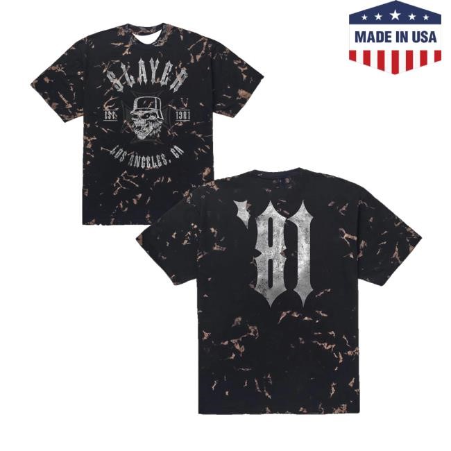 Slayer Merch Slayer 81 Black Marble T-Shirt Tye - Uztee