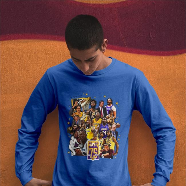 Los Angeles Lakers 75Th Anniversary Long Sleeve Tee Shirt Lakers Basketball