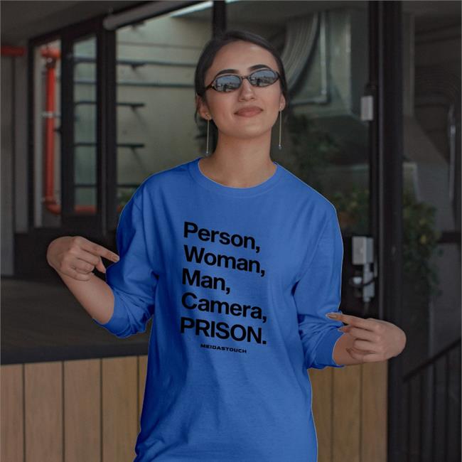 White Meidastouch Merch Person, Woman, Man, Camera, Prison Shirt