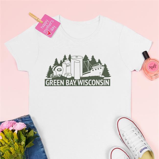 Green Bay City Flag 1973 Long Sleeve Tee Shirt Natalie Eilbert
