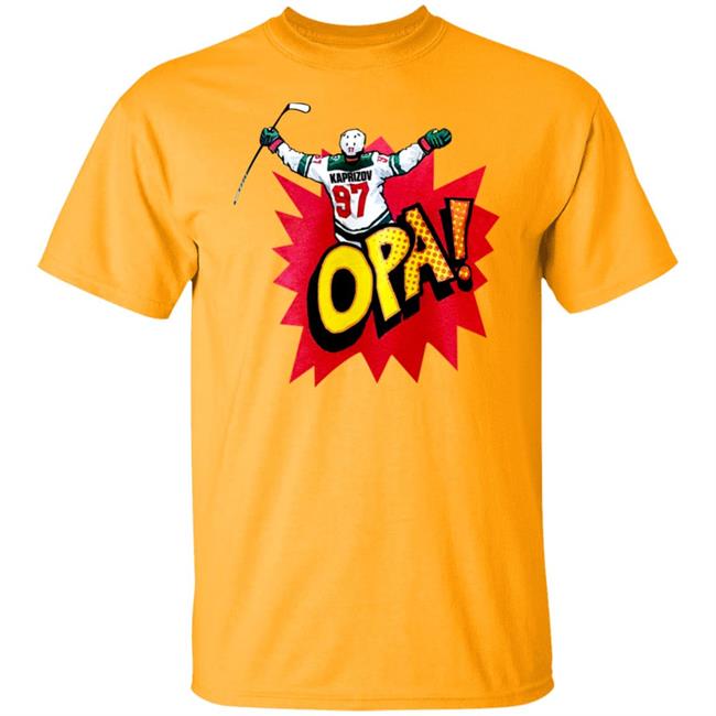 The Hockey Lodge Merch Kirill Kaprizov Yellow Opa Shirt Minnesota Wild Roster