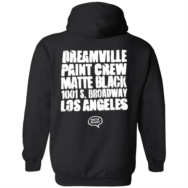 Dreamville Paint Crew Matte Black 1001 S. Broadway Los Angeles Hoodie Dreamville Merch Dreamville Paint Crew Matte Black 1001 S. Broadway Los Angeles Hoodie Dreamville Merch