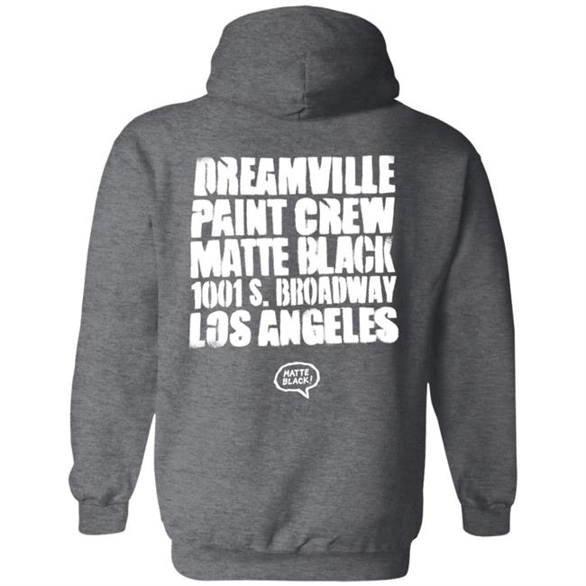 Dreamville Paint Crew Matte Black 1001 S. Broadway Los Angeles Hoodie Dreamville Merch Dreamville Paint Crew Matte Black 1001 S. Broadway Los Angeles Hoodie Dreamville Merch