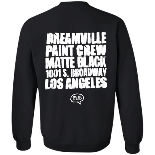 Dreamville Paint Crew Matte Black 1001 S. Broadway Los Angeles Hoodie Dreamville Merch Dreamville Paint Crew Matte Black 1001 S. Broadway Los Angeles Hoodie Dreamville Merch