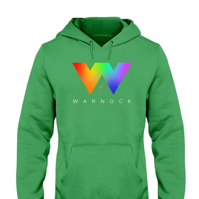 Warnock For Georgia Merch Store Reverend Raphael Warnock Wearing Warnock W Pride Tee Shirt Jon Ossoff
