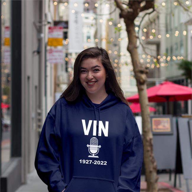 Vin Scully Microphone 1927-2022 Sweatshirt Los Angeles Dodgers Los Angeles Dodgers Vin Scully Microphone 1927-2022 Tee
