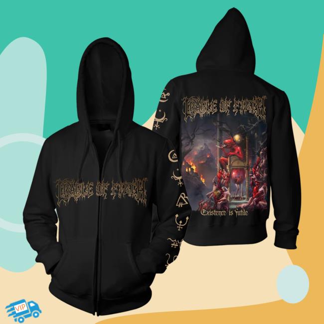 Official Night Shift Merch Indie Merch Store Cradle Of Filth - Existence Is Futile Zip-Up Pullover Hoodie NightShiftMerch IndieMerchStore