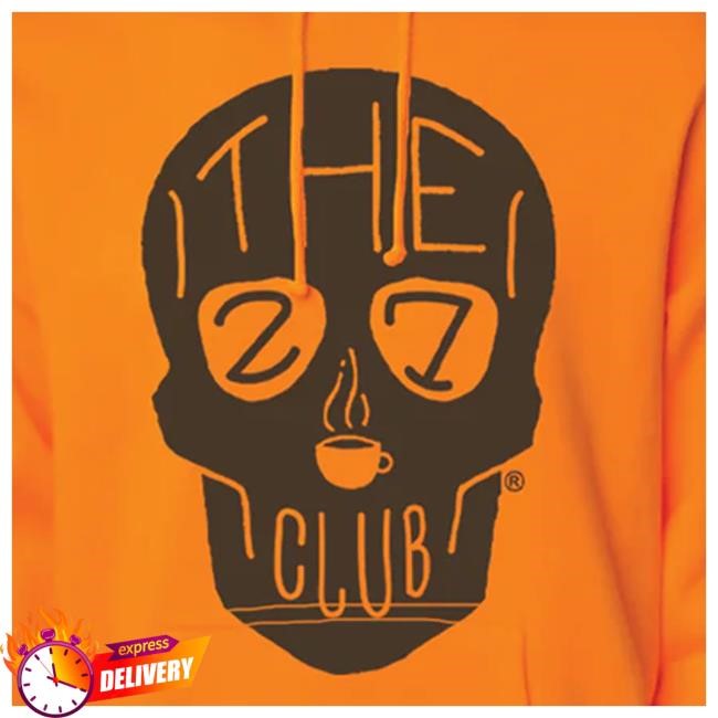 27Clubcoffee Merch Shop Orange And Brown Logo Hooded Sweatshirt