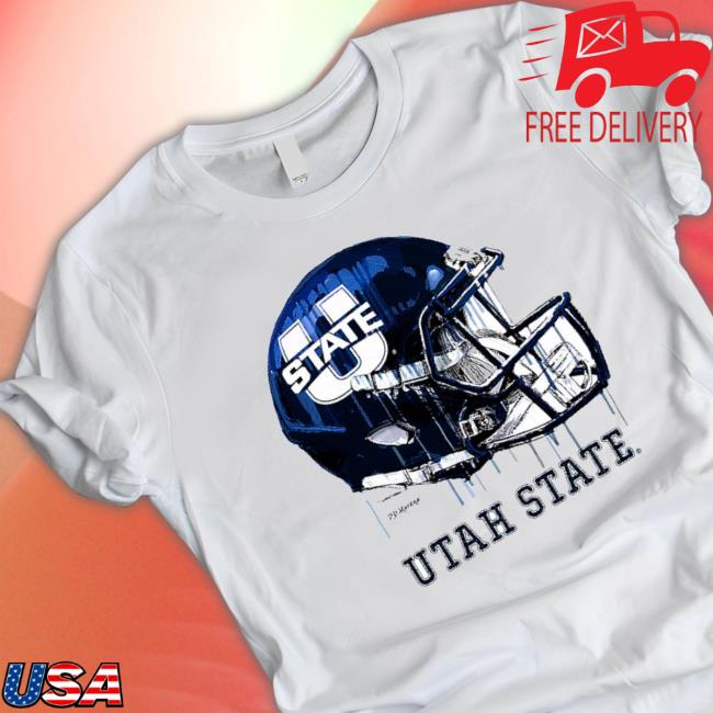 Utah State Aggies Dripping Helmet Classic Shirt