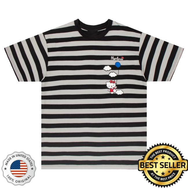 Official Hypland Clothing Merch Store Hypland Hello Kitty Balloons Striped T-Shirts (Black)