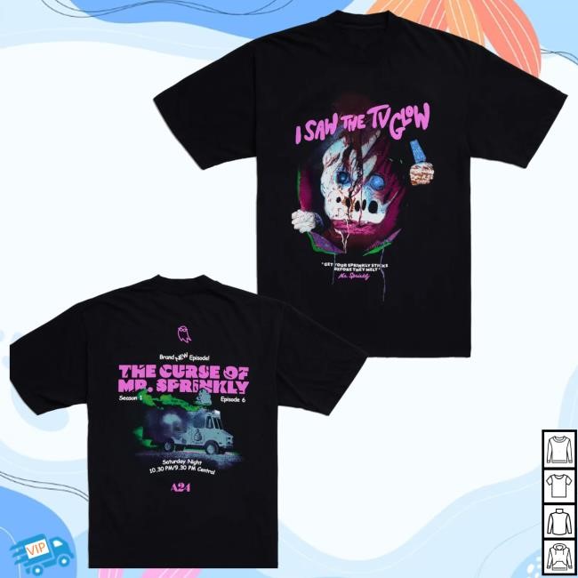 Official A24films Merch Store I Saw The Tv Glow Puff Print Mr. Sprinkly t-shirt, hoodie, tank top, sweater and long sleeve t-shirt