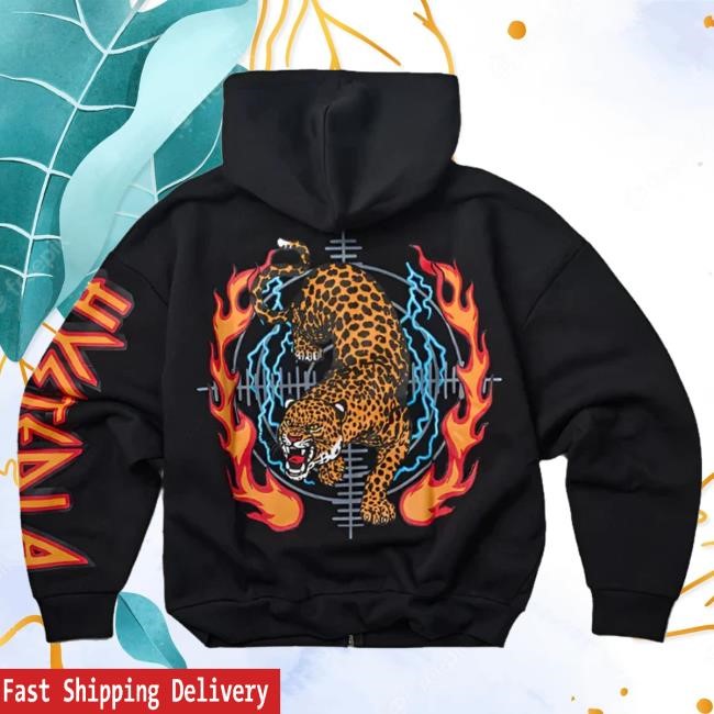Reason Brand Inc Merch Reason Def Leppard Zip Graphic Print Hoodie