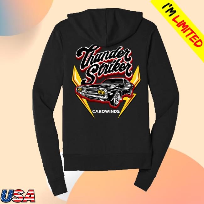 Cedar Fair Merch Carowinds Thunder Striker Zip- Up Sweater Tee