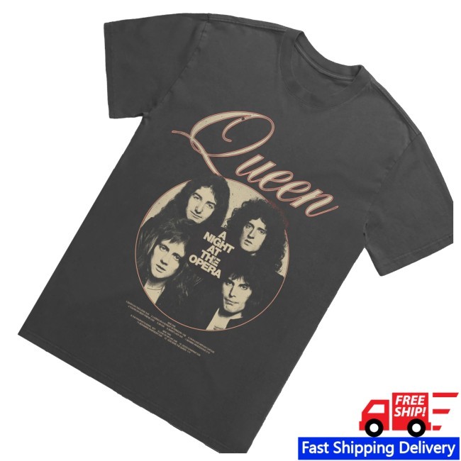 Queen's Online Store A Night At The Opera Photo Faded Black Hooded Sweatshirt