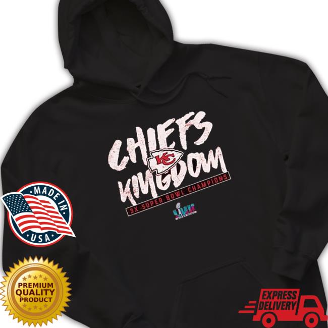 Kansas City Chiefs Super Bowl Lvii Chiefs Kingdom 3X Super Bowl Champions Hooded Sweatshirt