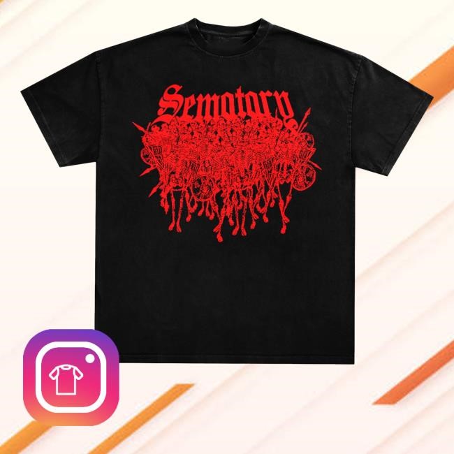 Official Sematary Logo Black N Red Long Sleeve T Shirt
