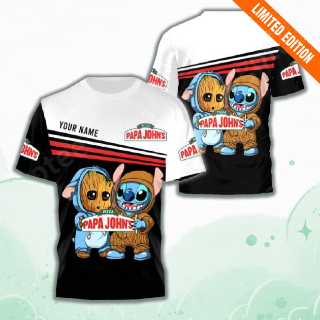 Baby Groot And Stitch Papa John’S Personalized Sweatshirt
