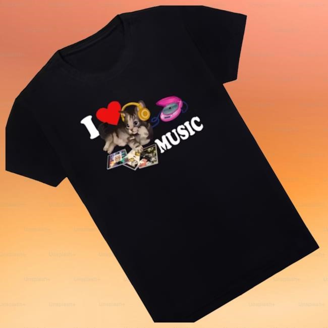Official Umapenca Merch Shop Camiseta I Love Music Cat 1 Hoodie