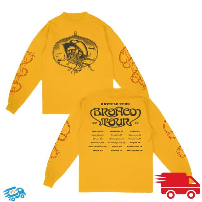Limited Merchbar Merch Orville Peck Gold Bronco Tour Longsleeve Hooded Sweatshirt
