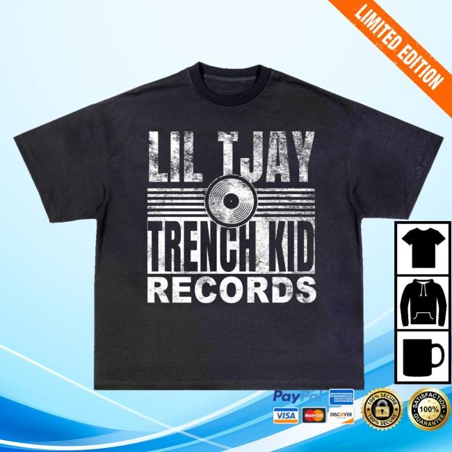 Exclusive Lil Tjay Merch Lil Tjay Trench Kid Records- Black Hoodie