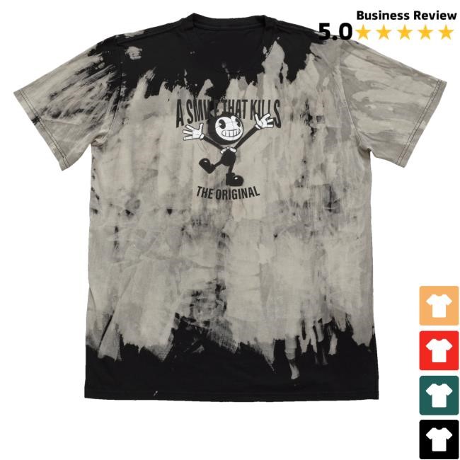 Bendy Merch Shop Store Bendy Smile Kills Bleach Dye Shirt