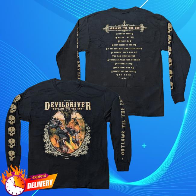 Official Night Shift Merch Store Devildriver - Outlaws Til The End Long Sleeve Tee NightShiftMerch