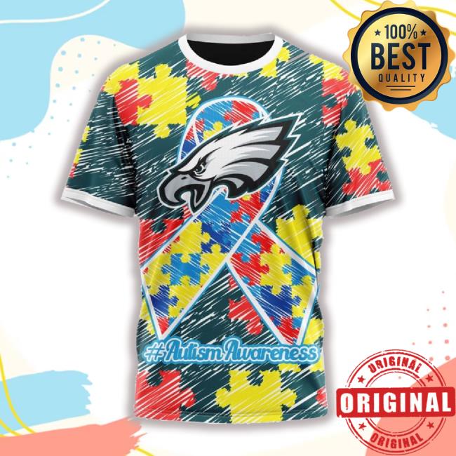 Philadelphia Eagles All Over Print 3D T Shirt Puzzle Autism Awareness New Shirt