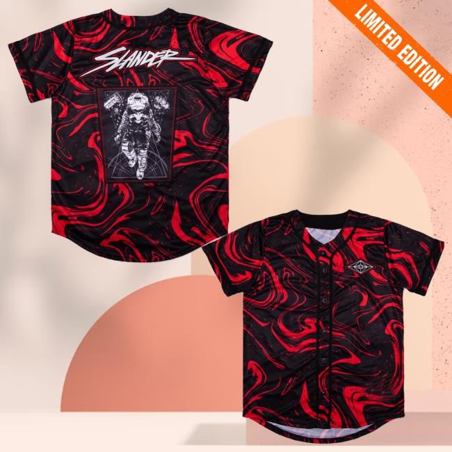 Trending Slanderofficial Merch Spaceman Jersey Red Black Marble Funny Shirt