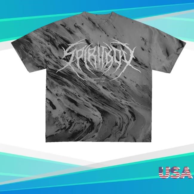 Tsunamisea Merch Death Metal Logo Silver Glitter Print Grey Marble Tie Dye T-Shirt