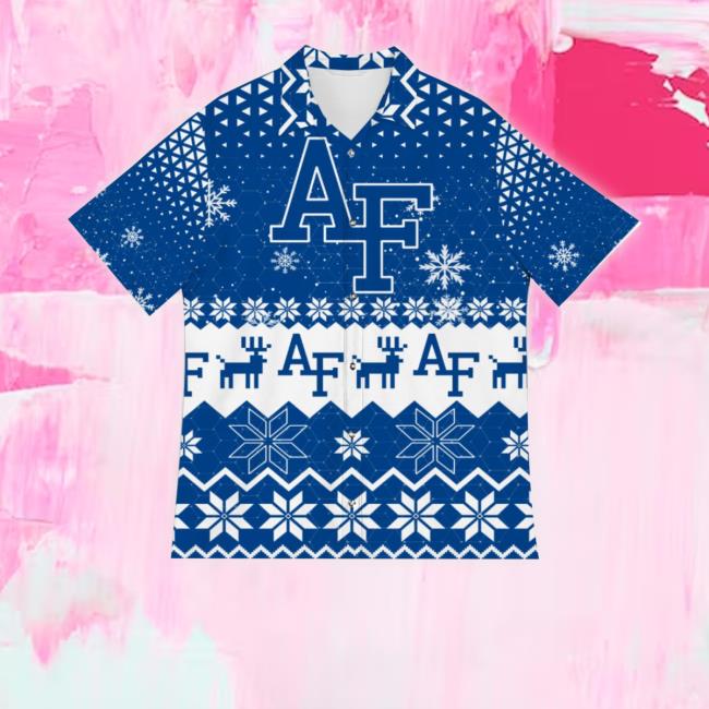 Air Force Falcons Snowflake Pattern 3D Hawaiian Shirt Cute Christmas Gift Sweatshirt