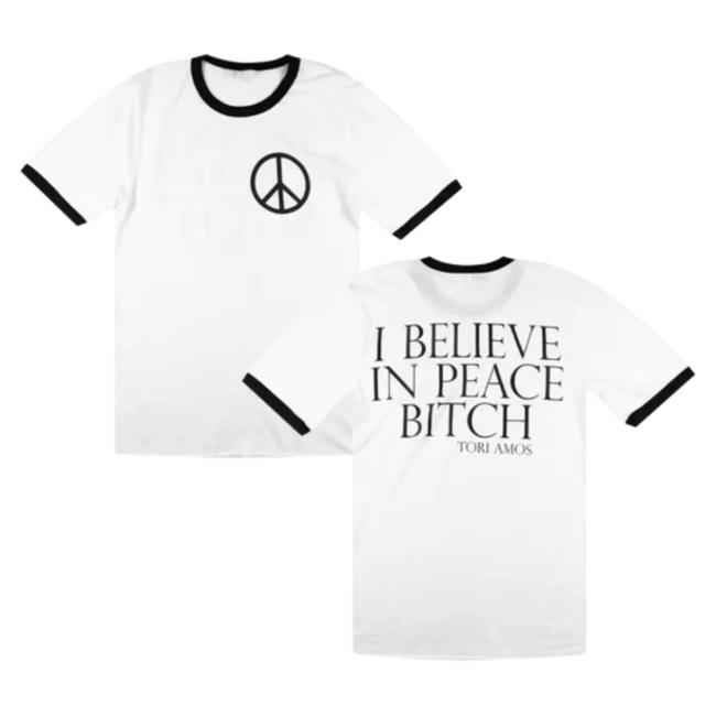 Official Hello Merch Tori Amos I Believe In Peace Bitch Black Ringer Shirt New HelloMerch ToriAmos