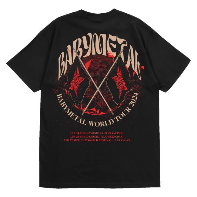 Babymetal Merch Store New World Tour 2024 Tee Shirt