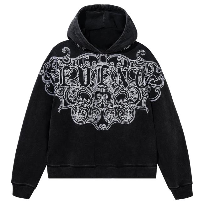 Official 999 Club Juice Wrld Merch Store Revenge Crest Crew Distressed Black 999Club Clothing JuiceWrld