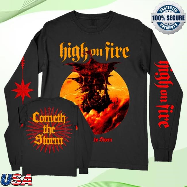 Official Deathwish Inc Merch High On Fire Cometh The Storm Black Premium Longsleeve Crewneck Sweatshirt