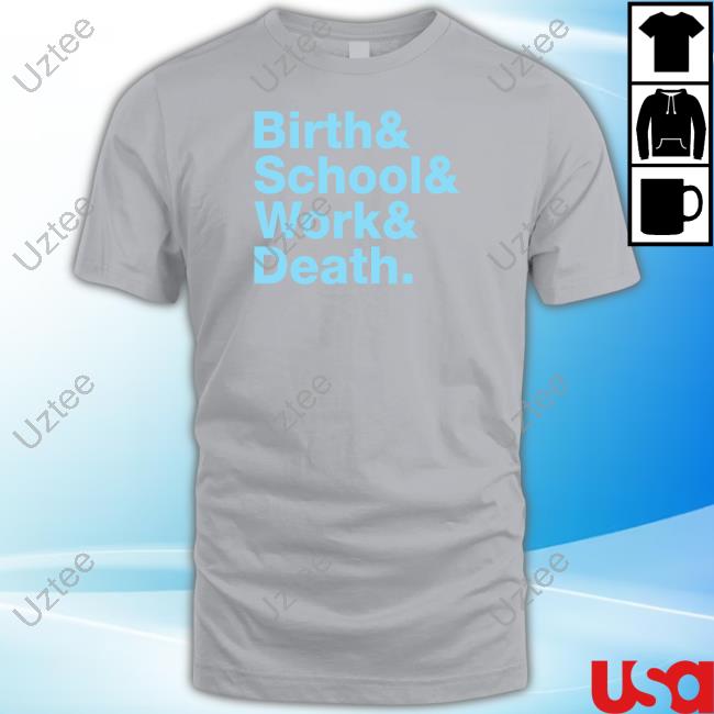 Matt Pinfield Wearing Birth & School & Work & Death Tee Shirt
