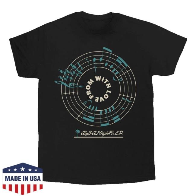Official Aly & Aj Highfi With Love From Sheet Music Black New Shirt