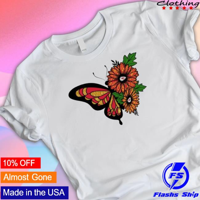 Butterfly And Sunflower Kansas City Chiefs Logo 2023 Long Sleeve Shirt