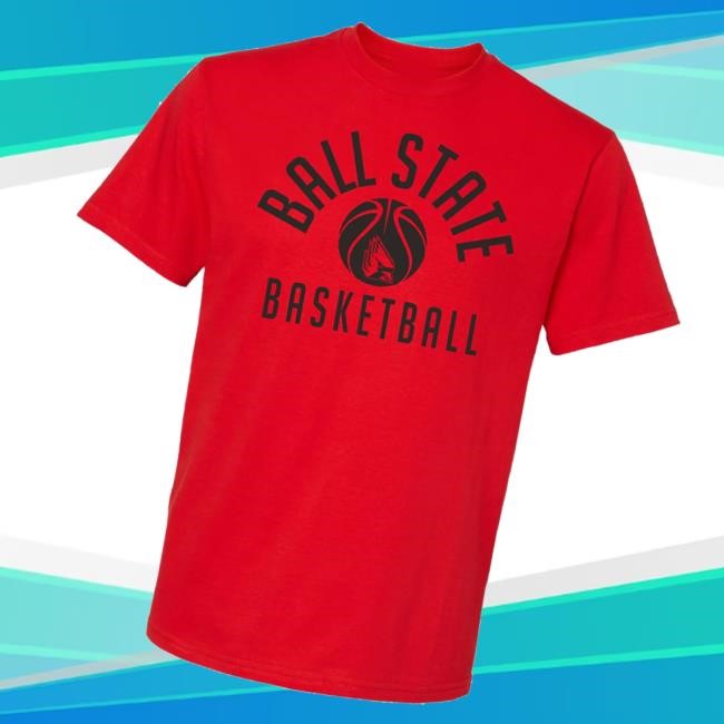 Ballstate Sports Merch Shop Ball State Basketball Basic Red Bogo Long Sleeve Shirt