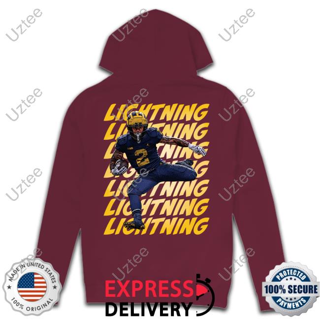 Valiant University Of Michigan Football Blake Corum Lightning Tee Shirt The Mden Merch Valiant University of Michigan Football Blake Corum Lightning Shirt