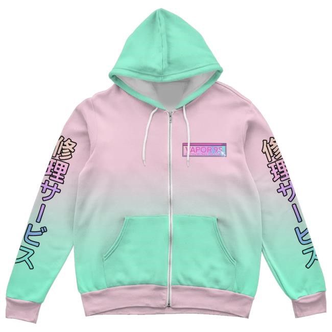 Official Vapor95 Merch Repair Service Zip Up Hooded Sweatshirt