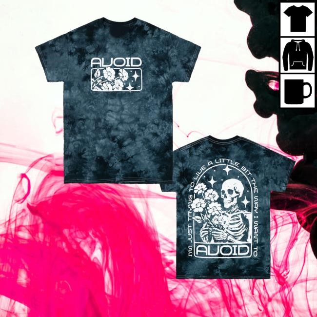 Downright Merch Avoid Skeleton Flowers Dye Tee