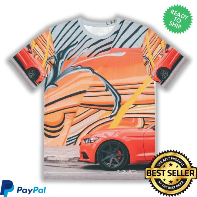 Orange Mustang In Urban Men's Polyester T-Shirt (Aop)