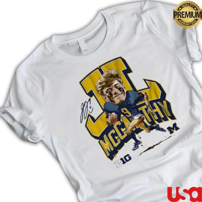 University Of Michigan Football Jj Mccarthy White Caricature Valiant Hooded Sweatshirt