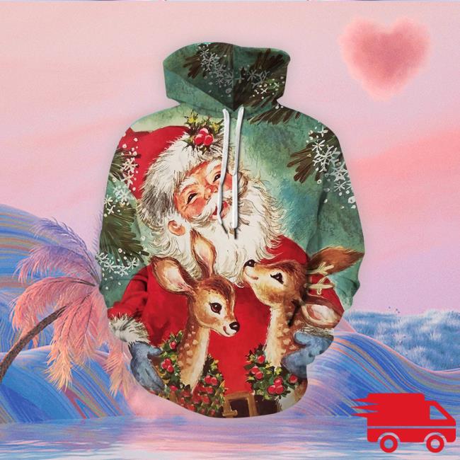 Official Happy Deer And Santa Claus 3D Sweater
