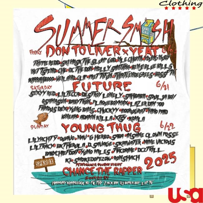 Official The Summer Smash Merch Store Fishing White Shirt