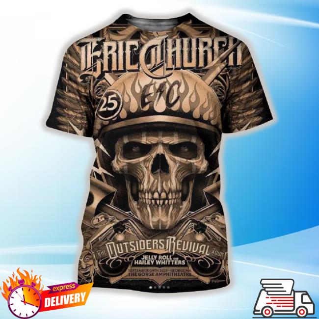 Eric Church The Outsiders Revival Tour With Jelly Roll And Hailey Whitters September 9Th 2023 George Wa The Gorge Amphitheater 3D Long Sleeve T Shirt