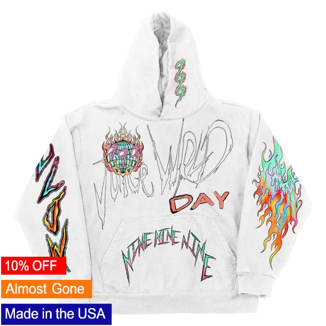 Official 999 Club Juice Wrld Merch Store Up In Flames Crew White 999Club Clothing Juicewrld