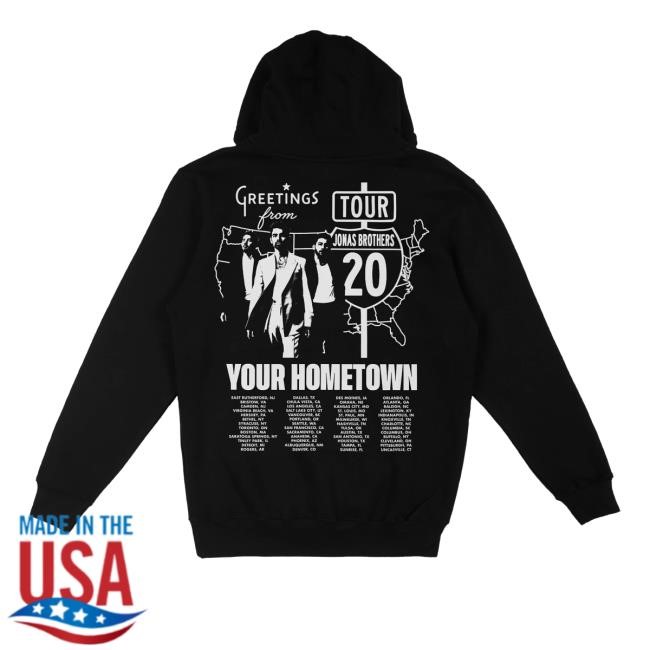 Jonas Brothers Merch Shop Store Greeting's From Your Hometown Tour Hoodie